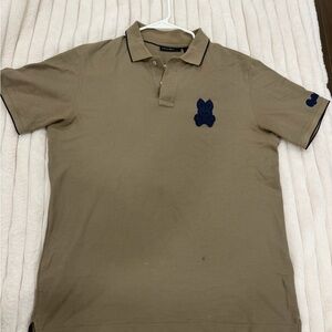 Psycho Bunny Khaki Polo Shirt with Navy Accents
